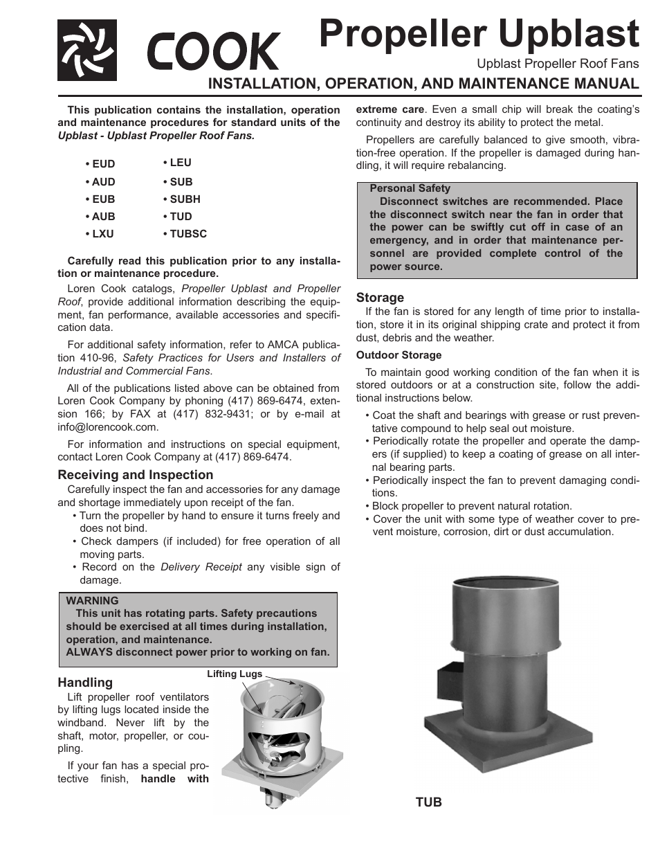 COOK Propeller Upblast User Manual | 8 pages