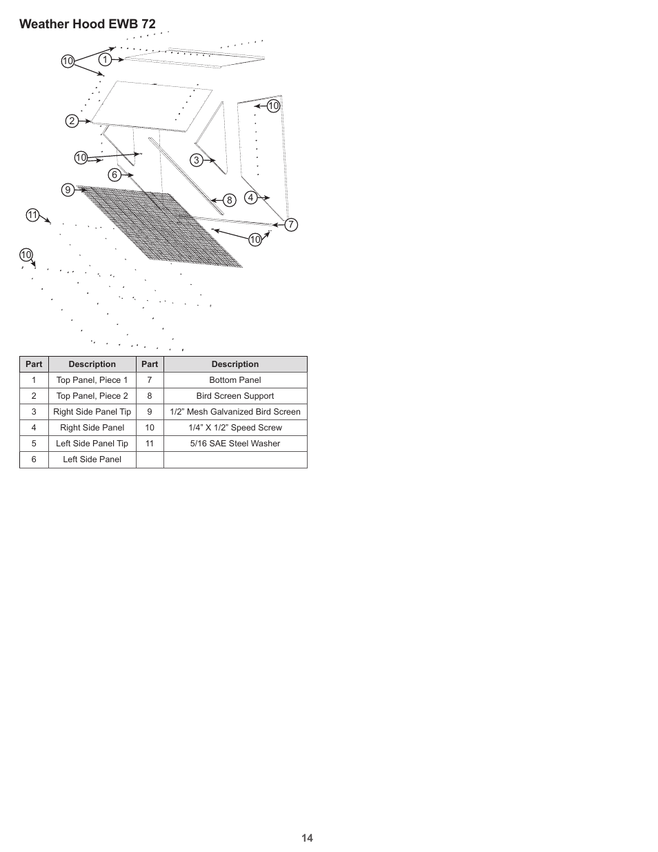 Weather hood ewb 72 | COOK Propeller Wall Fans User Manual | Page 14 / 16