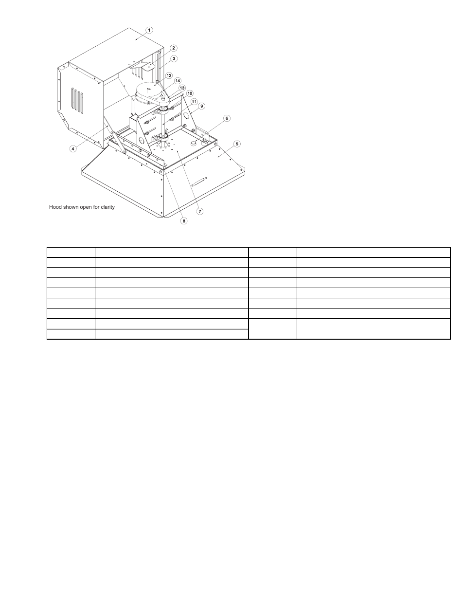 Part, Srsh-b parts list | COOK SRSH User Manual | Page 7 / 8