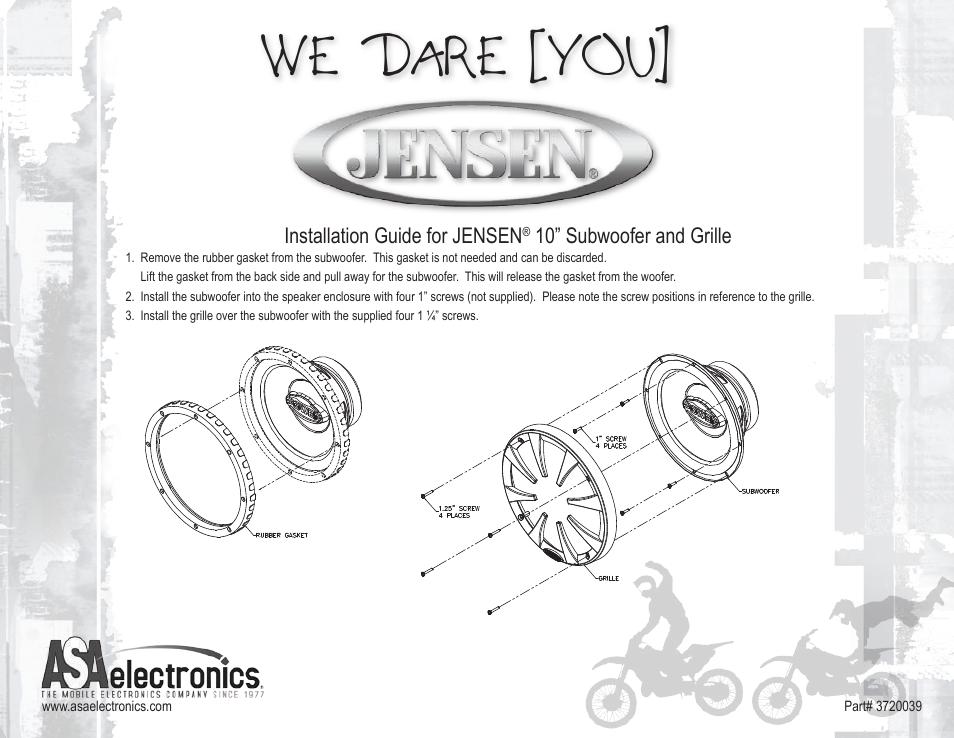 ASA Electronics Jensen 3720039 User Manual | 1 page