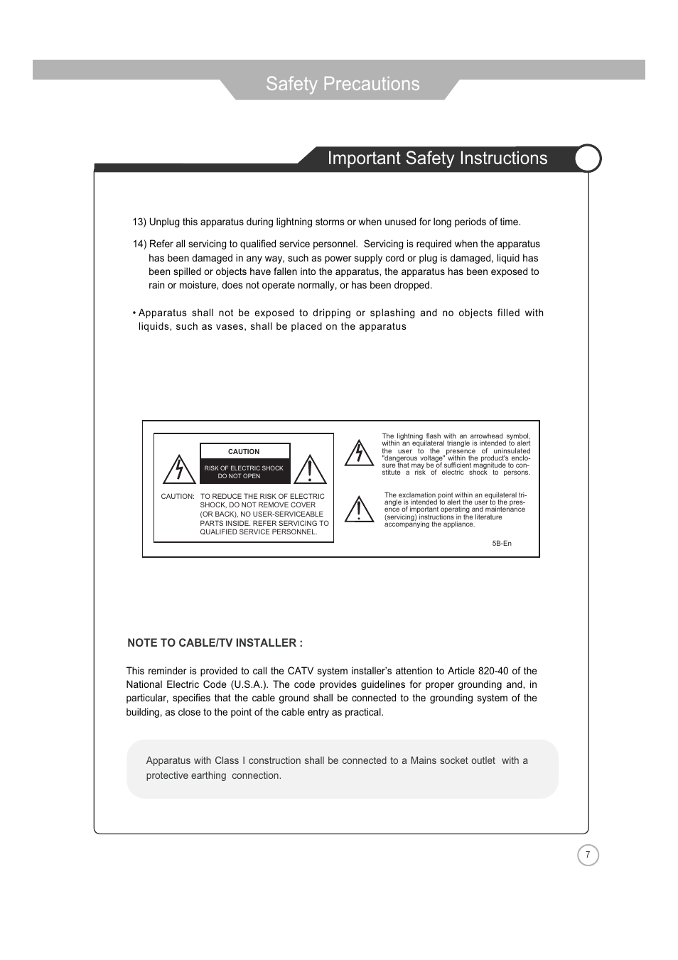 Safety precautions, Important safety instructions | ASA Electronics JE4208 User Manual | Page 7 / 40