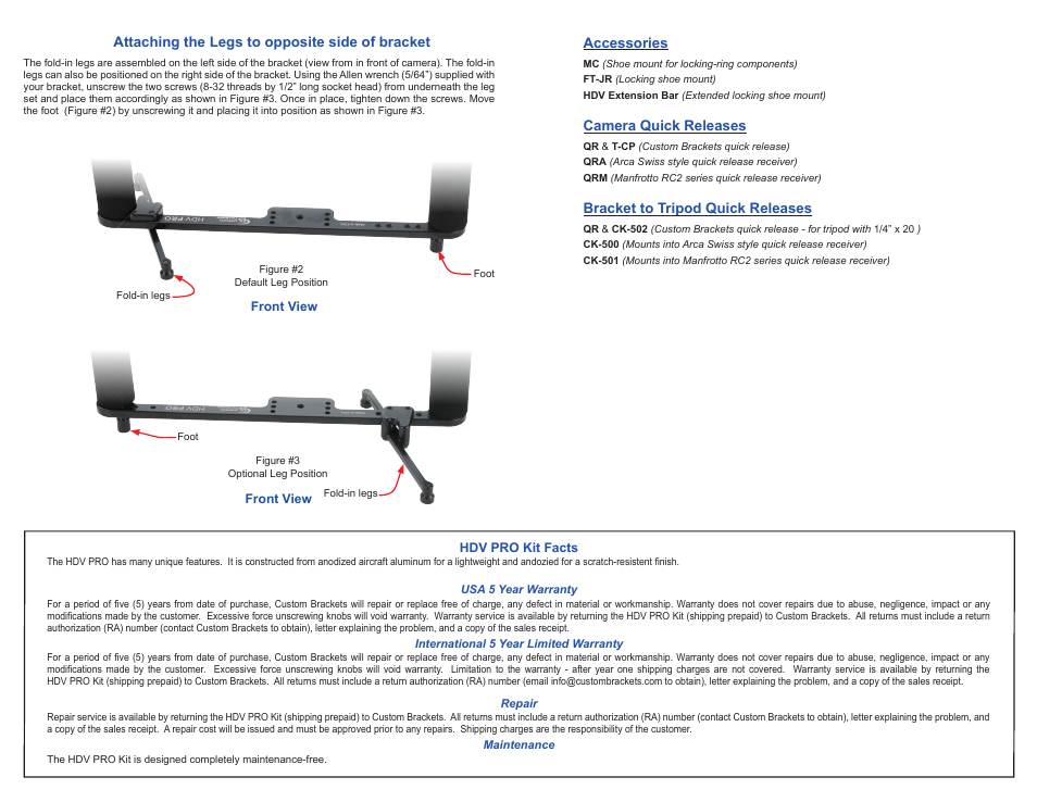 Custom Brackets HDV PRO Kit User Manual | Page 2 / 2