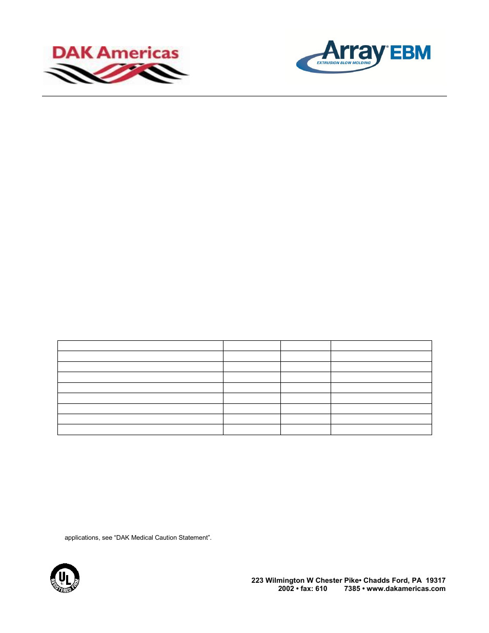 DAK Americas ArrayEBM User Manual | 3 pages