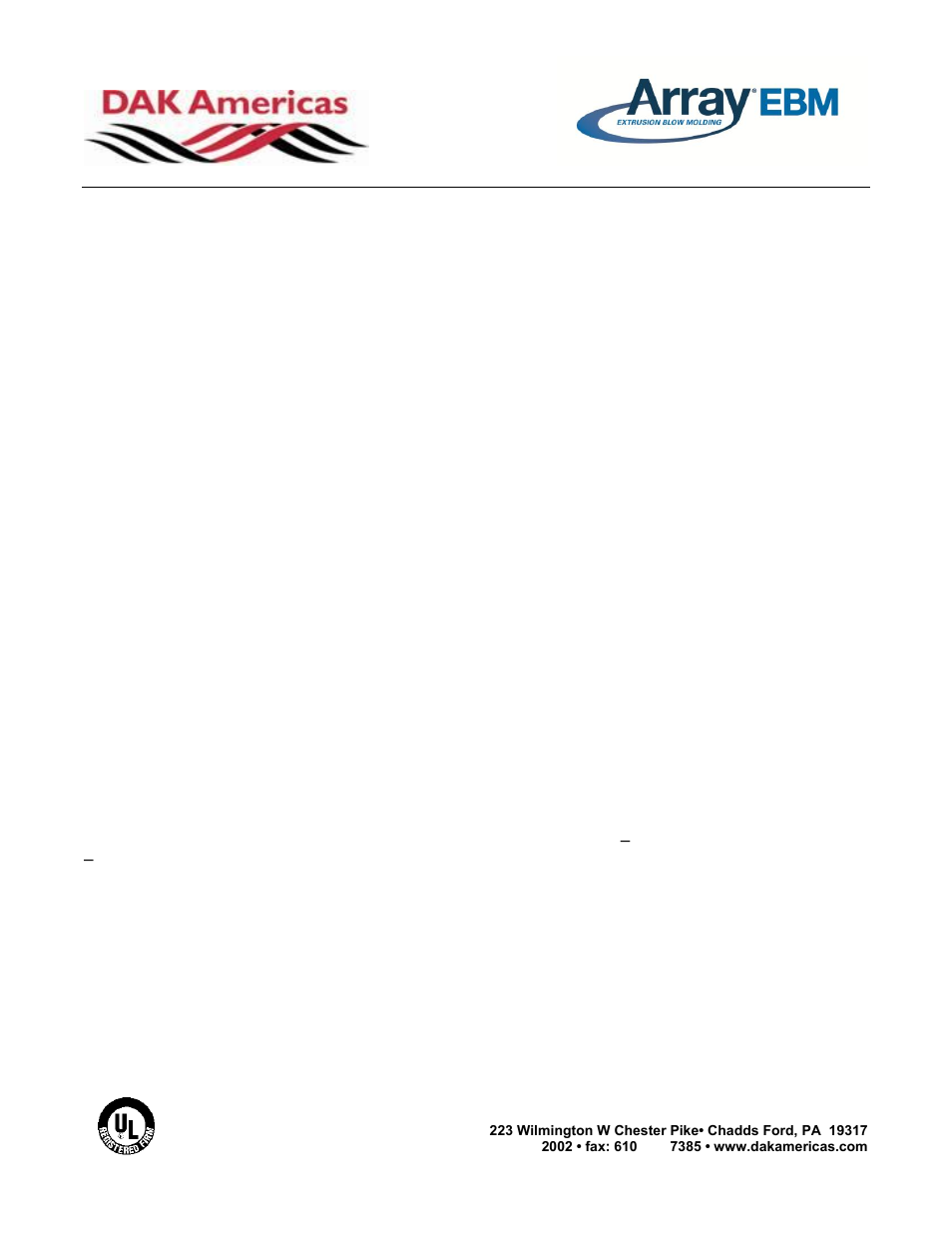 Array, Ebm product information | DAK Americas ArrayEBM User Manual | Page 2 / 3