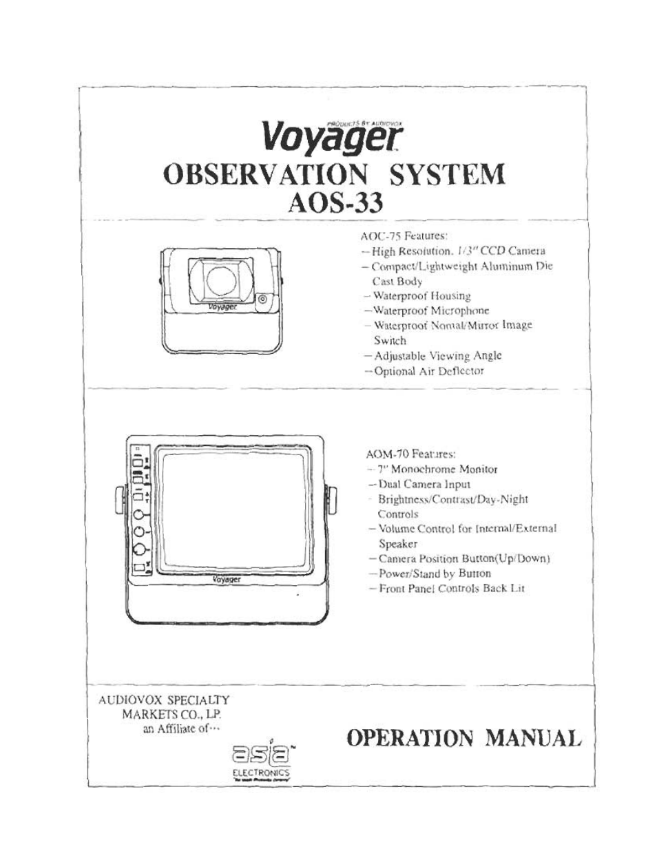 ASA Electronics AOS-33 User Manual | 15 pages
