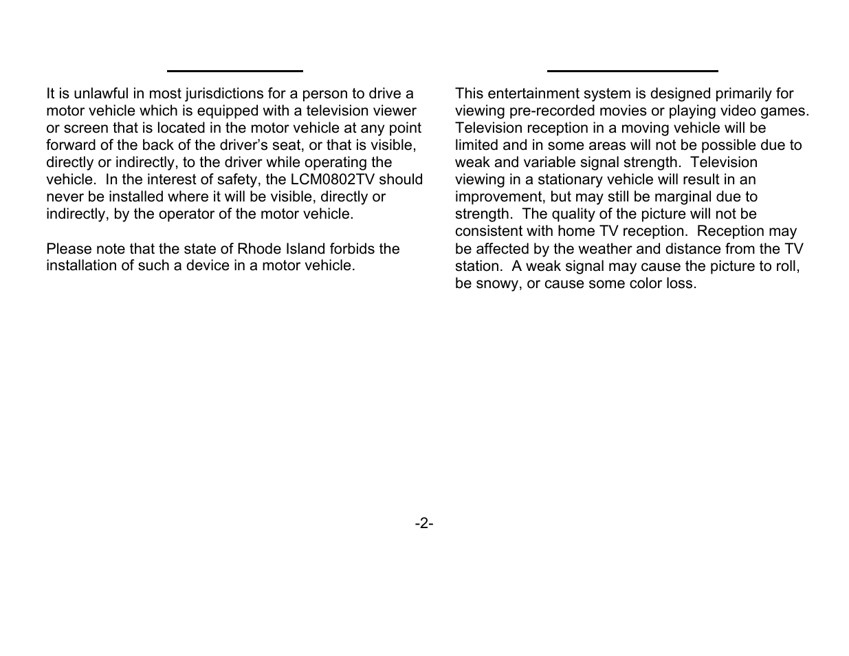 Important notice, Television reception | ASA Electronics 856 User Manual | Page 2 / 17