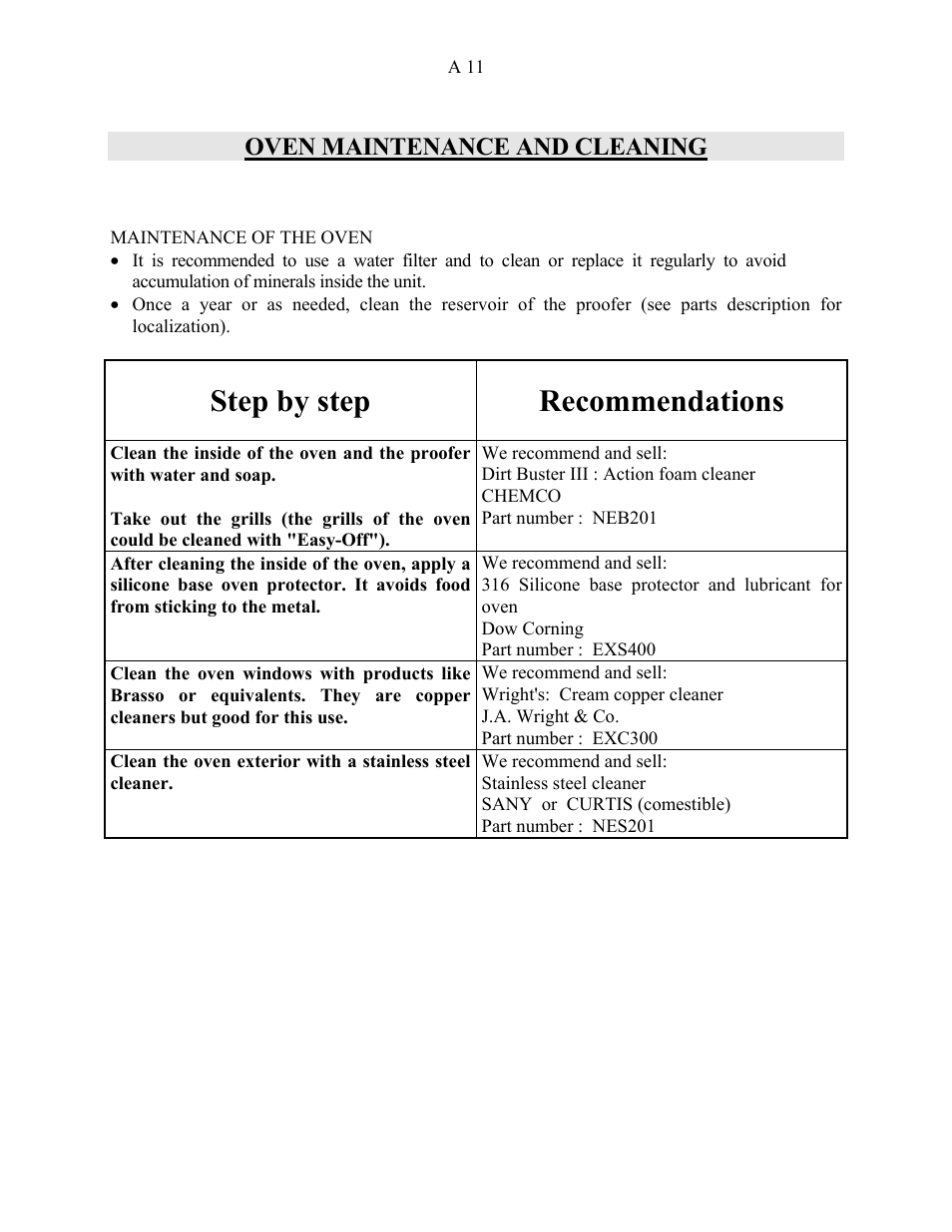 Step by step recommendations, Oven maintenance and cleaning | Doyon JAOP3 User Manual | Page 13 / 67