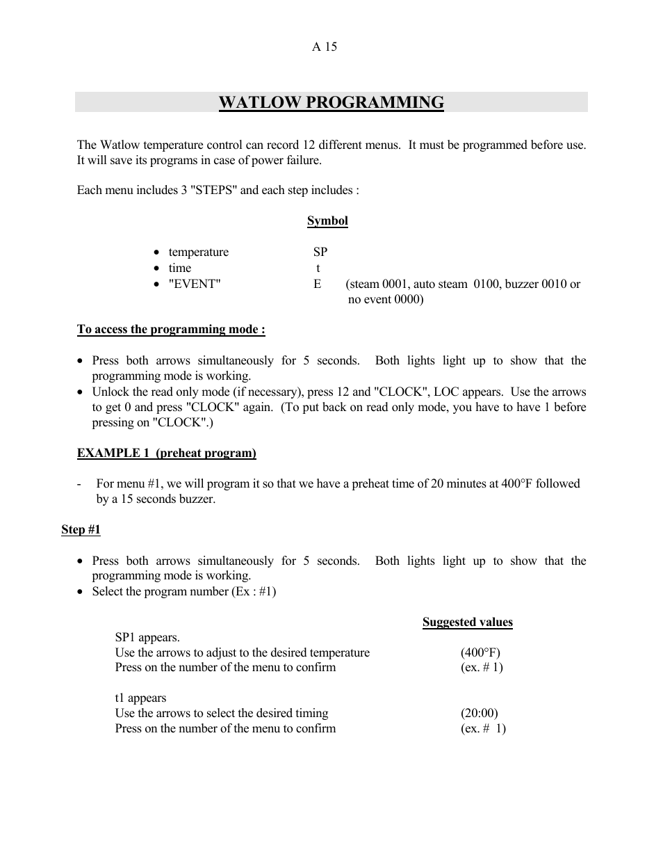 Watlow programming | Doyon JAOP3 User Manual | Page 17 / 67