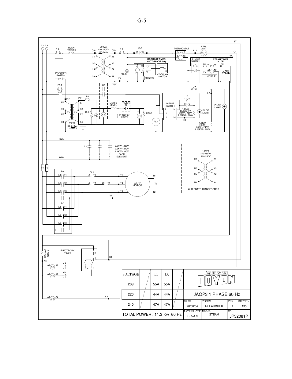 Jaop3 1 phase 60 hz | Doyon JAOP3 User Manual | Page 59 / 67