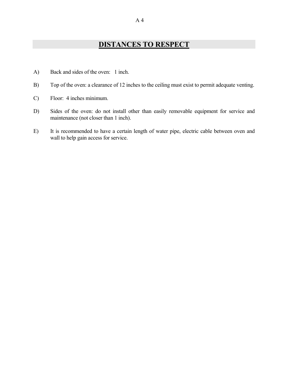Distances to respect | Doyon JAOP3 User Manual | Page 6 / 67