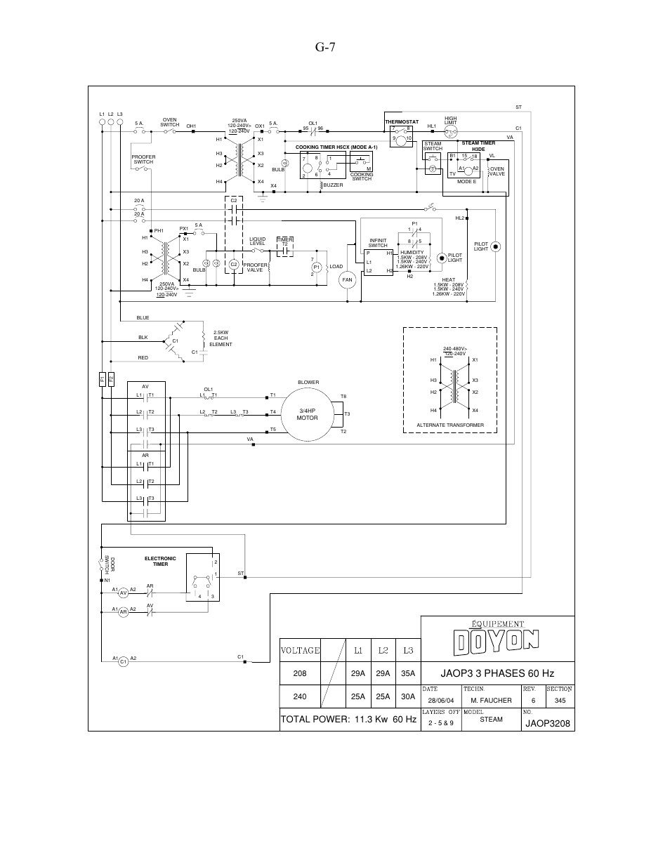 Jaop3 3 phases 60 hz, Jaop3208 | Doyon JAOP3 User Manual | Page 61 / 67