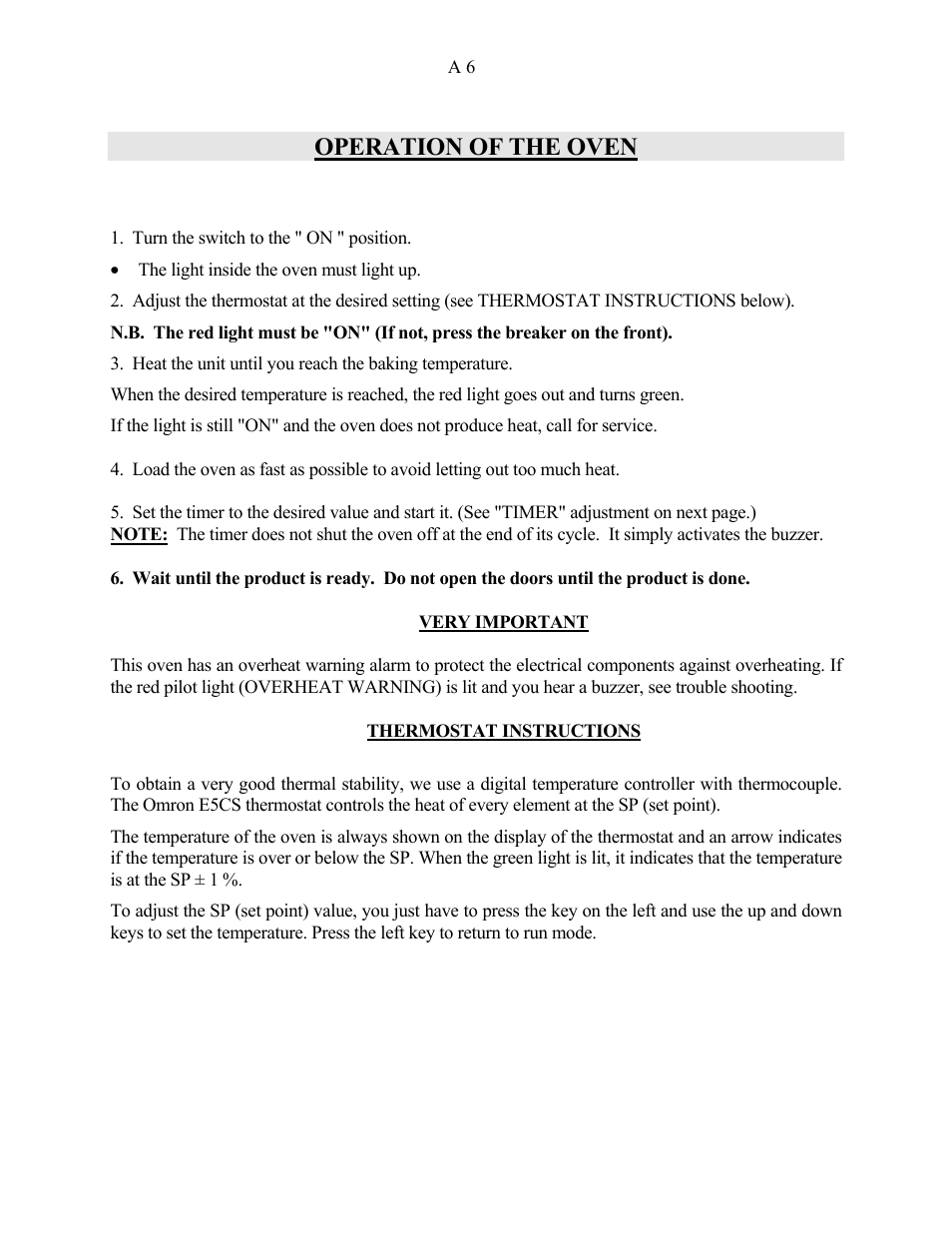 Operation of the oven | Doyon JAOP3 User Manual | Page 8 / 67