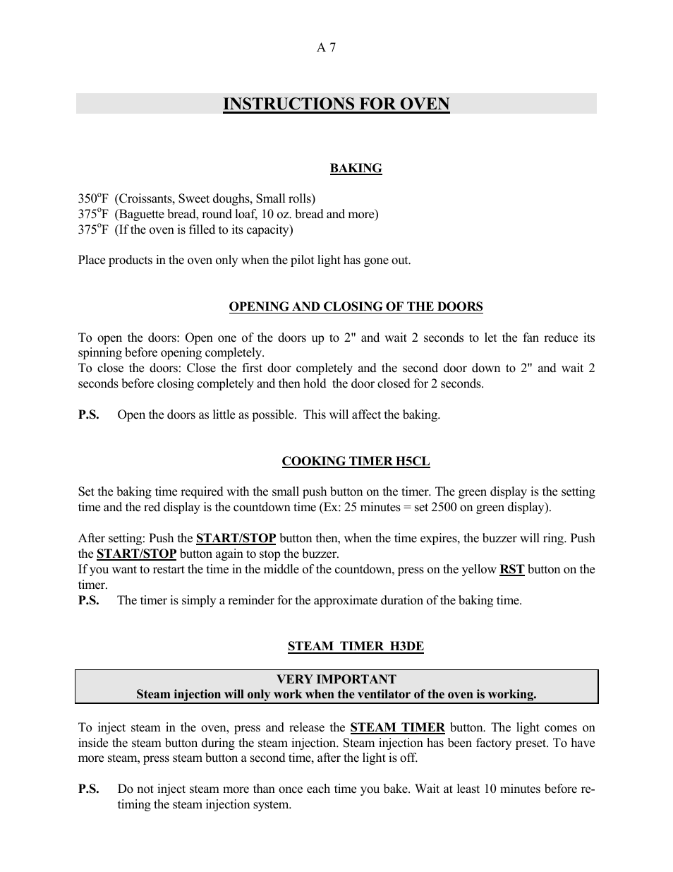 Instructions for oven | Doyon JAOP3 User Manual | Page 9 / 67