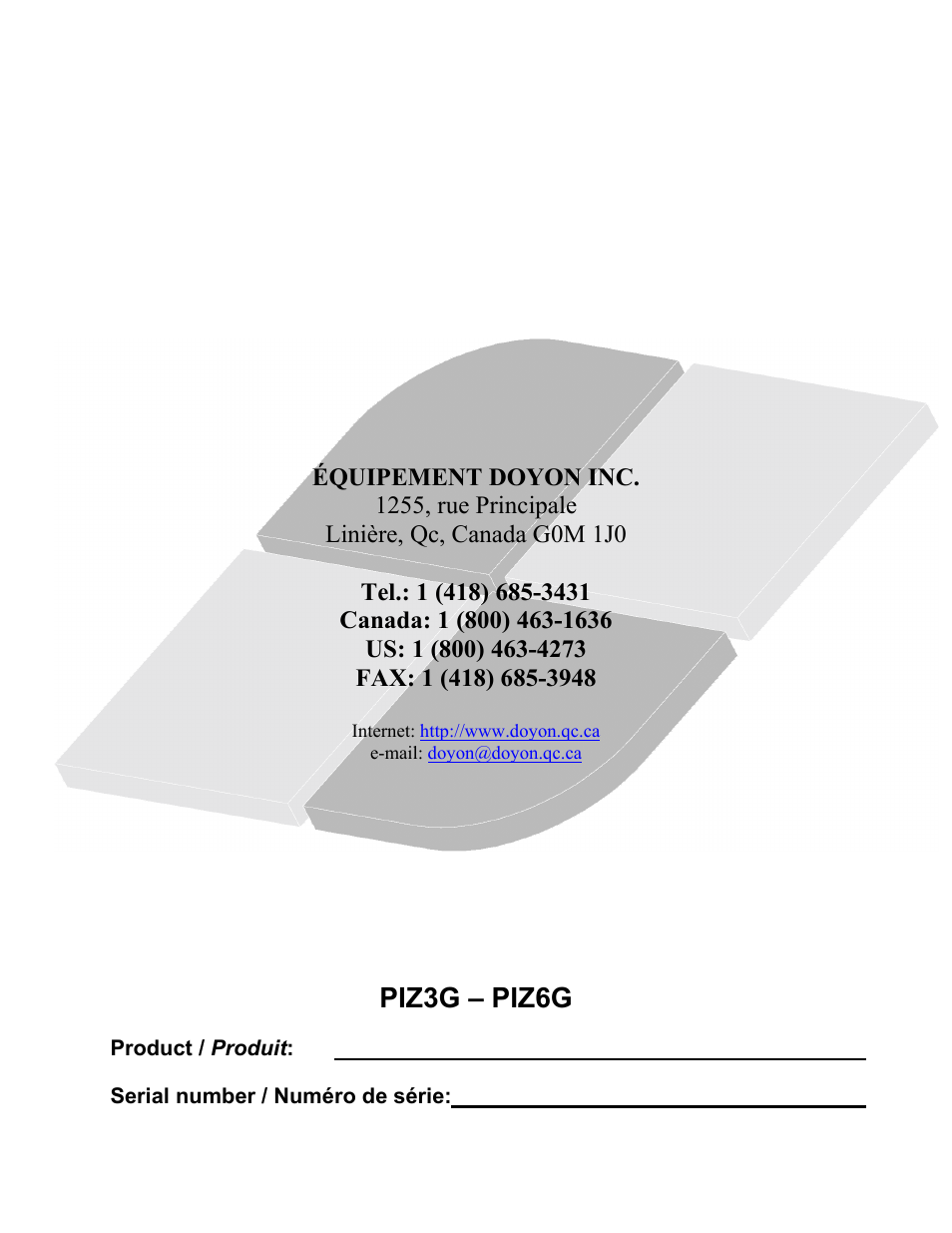 Doyon PIZ3 User Manual | 44 pages
