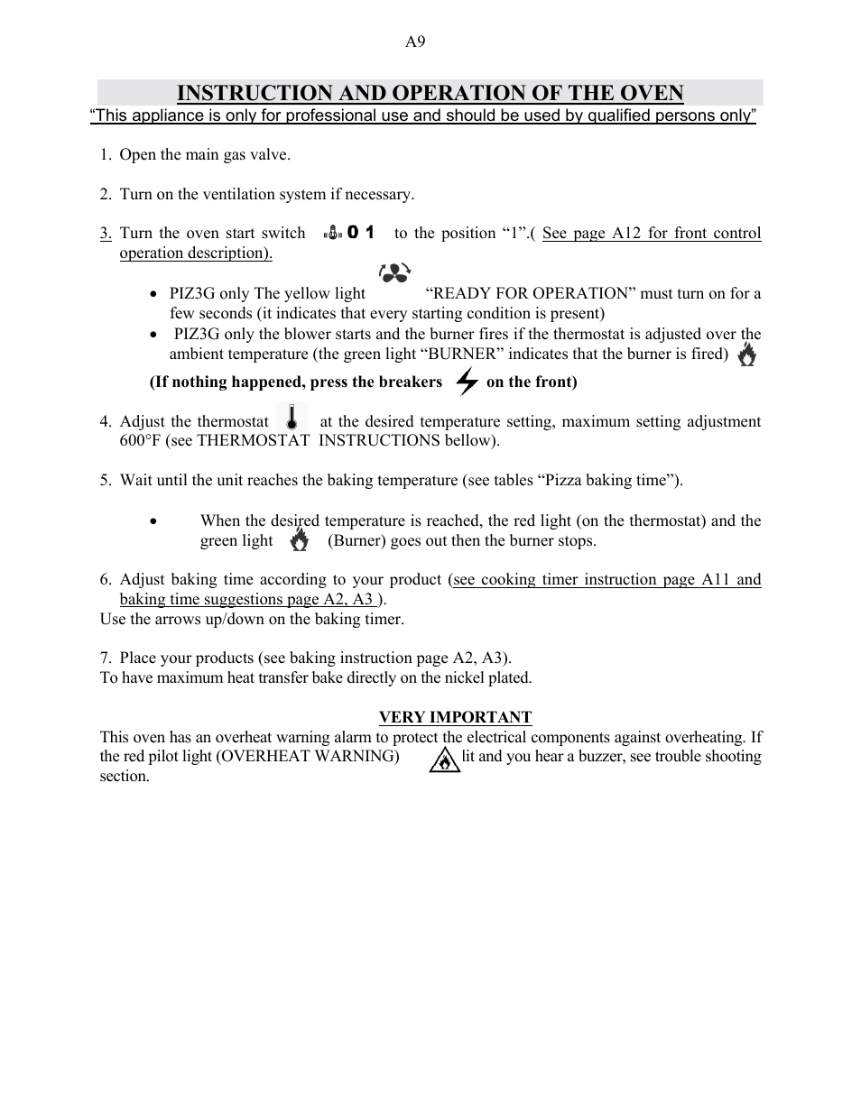 Instruction and operation of the oven | Doyon PIZ3 User Manual | Page 11 / 44