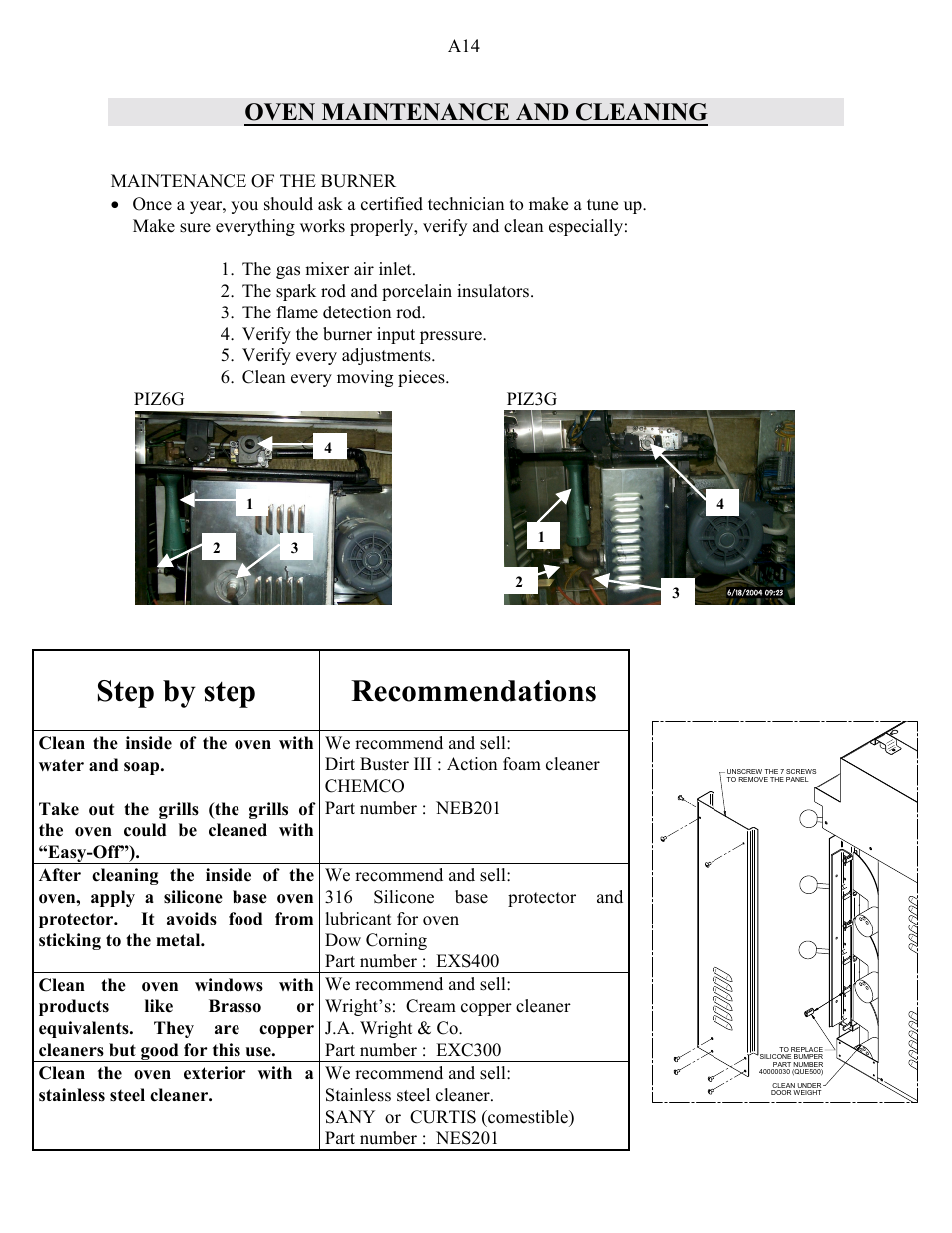 Step by step recommendations, Oven maintenance and cleaning | Doyon PIZ3 User Manual | Page 16 / 44