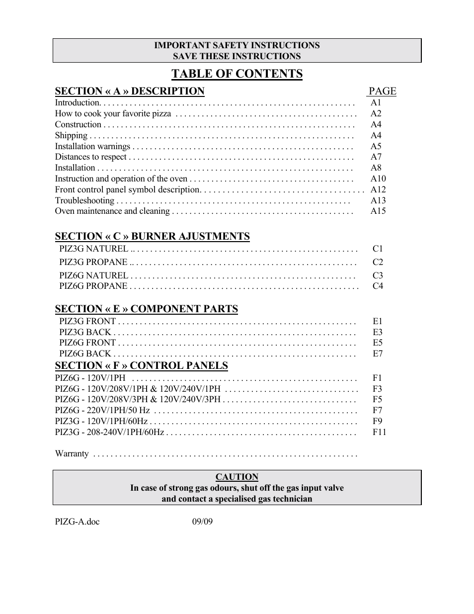 Doyon PIZ3 User Manual | Page 2 / 44