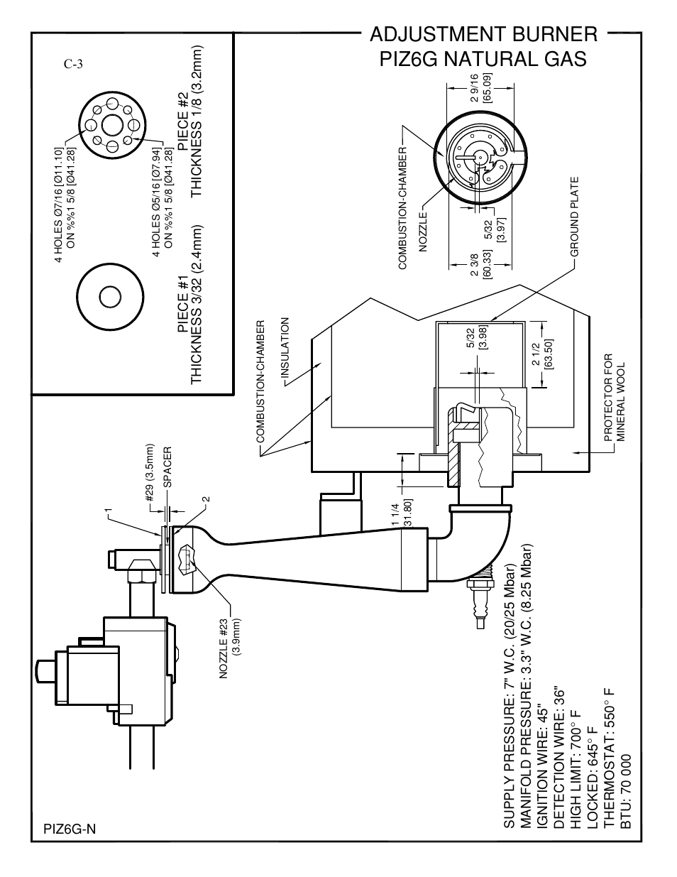 Adjustment burner piz6g natural gas, Piz6g−n | Doyon PIZ3 User Manual | Page 20 / 44