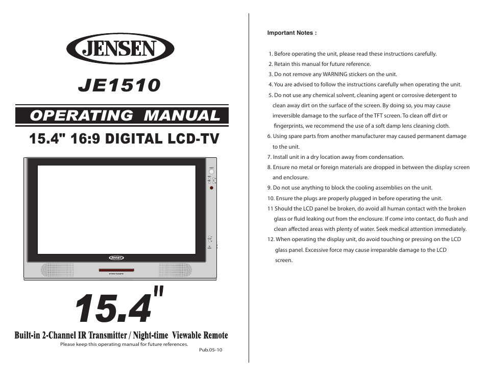 ASA Electronics JE1510 User Manual | 13 pages