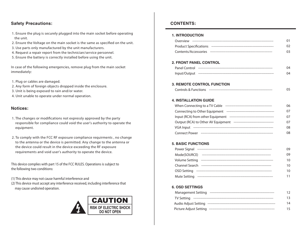 Caution | ASA Electronics JE1510 User Manual | Page 2 / 13