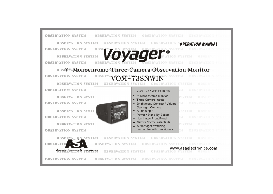 ASA Electronics VOM-73SNWIN User Manual | 16 pages