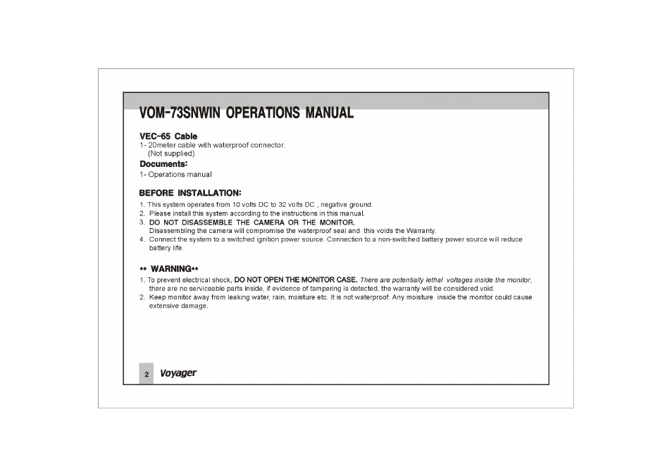 Vom-73snwin operations manual | ASA Electronics VOM-73SNWIN User Manual | Page 3 / 16