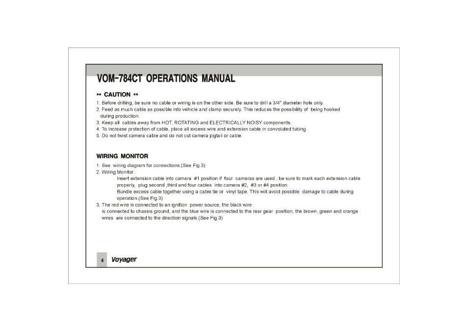 Vom-784ct operations manual | ASA Electronics Voyager VOM-784CT User Manual | Page 5 / 16