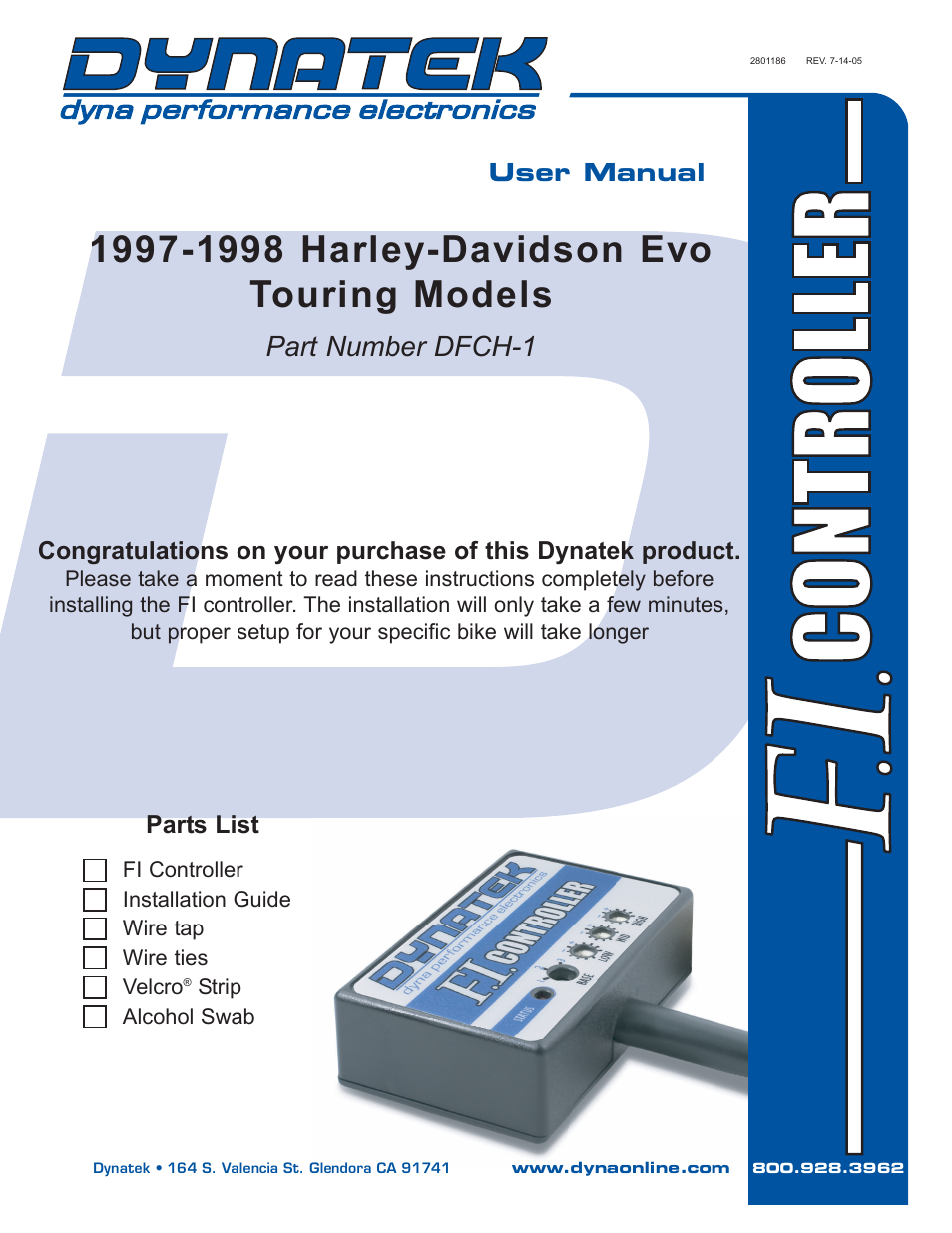 Dynatek 1997-1998 Harley-Davidson Evo Touring Models User Manual | 4 pages