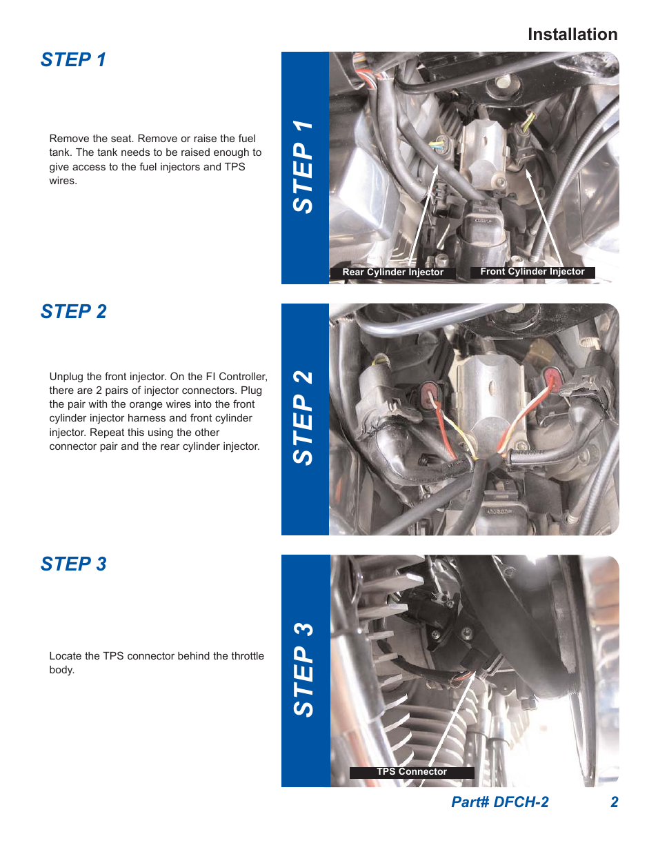 Step 1, Step 3 step 2 | Dynatek 1999-2001 Harley-Davidson Twin Cam 88 Touring Models User Manual | Page 2 / 4