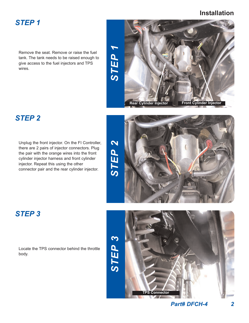 Step 1, Step 3 step 2 | Dynatek 2001-2005 Harley-Davidson Softail User Manual | Page 2 / 4