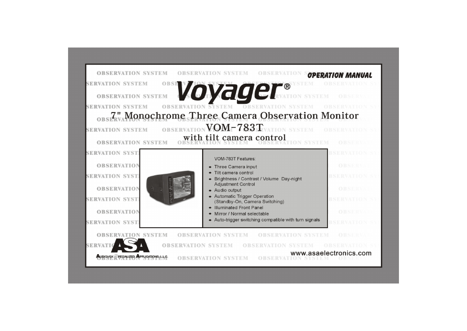 ASA Electronics VOYAGER VOM-783T User Manual | 16 pages
