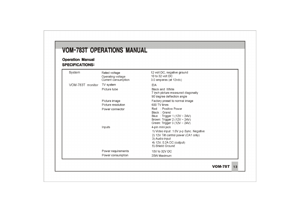 Vom-783t operations manual | ASA Electronics VOYAGER VOM-783T User Manual | Page 14 / 16