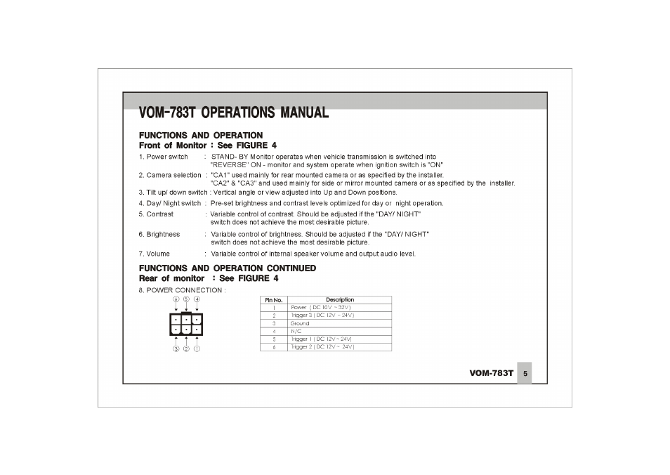 Vom-783t operations manual | ASA Electronics VOYAGER VOM-783T User Manual | Page 6 / 16