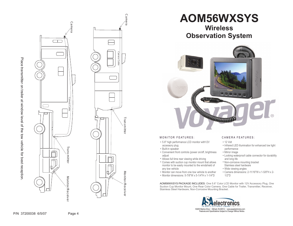 ASA Electronics AOM56WXSYS User Manual | 2 pages