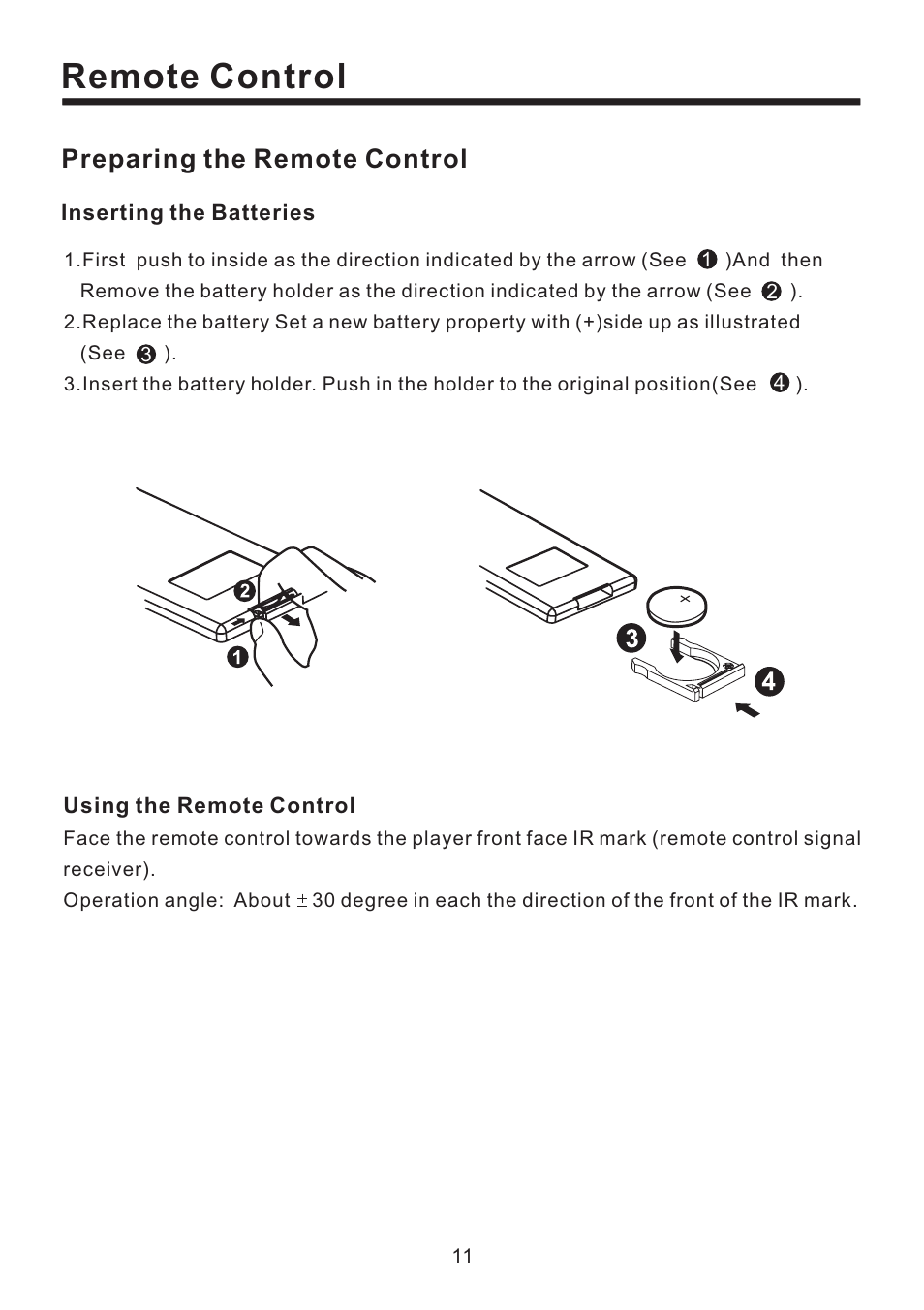 Remote control, Preparing the remote control | EXONIC EXD 4500T User Manual | Page 11 / 36