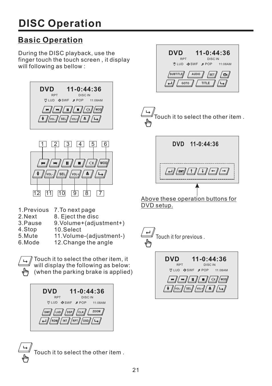 Disc operation, Basic operation | EXONIC EXD 4500T User Manual | Page 21 / 36