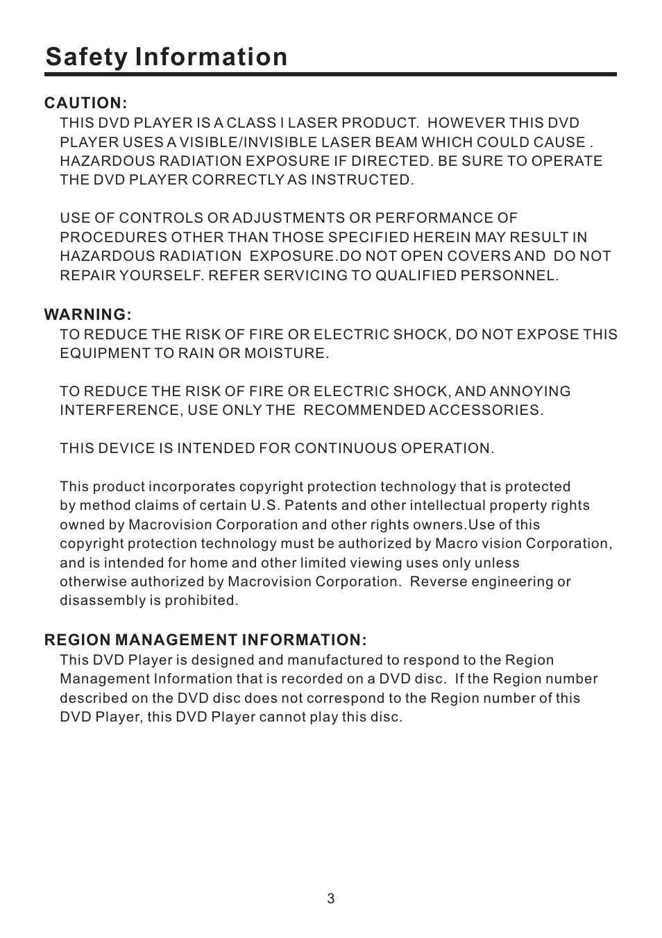 Safety information | EXONIC EXD 4500T User Manual | Page 3 / 36