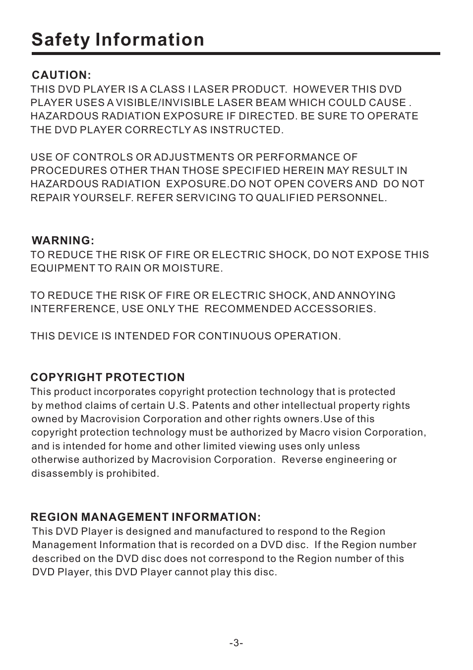 Safety information | EXONIC EXD 6505 User Manual | Page 3 / 38