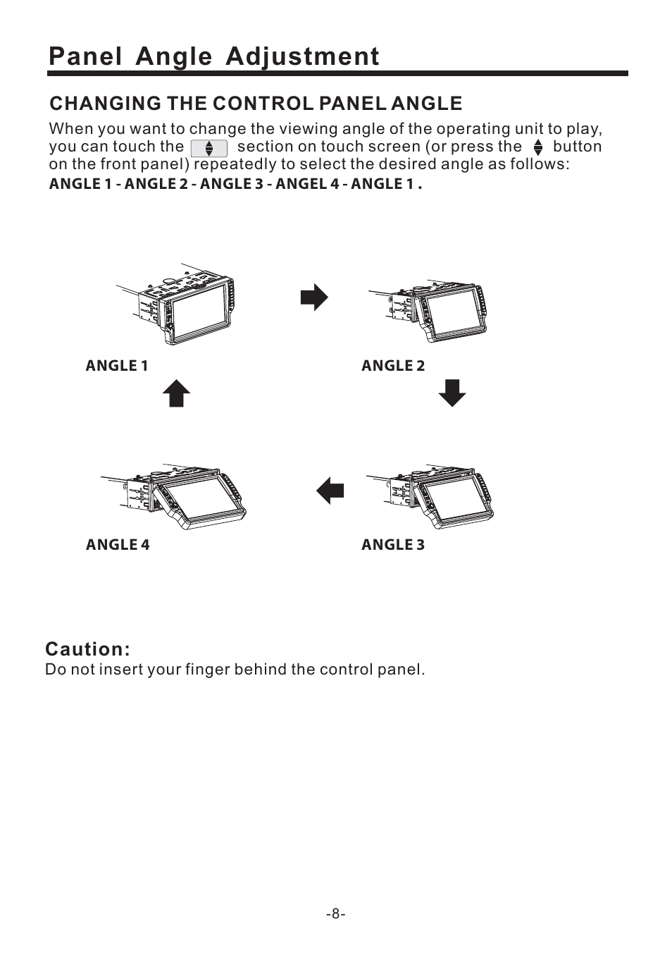 Panel angle adjustment | EXONIC EXD 6505 User Manual | Page 8 / 38