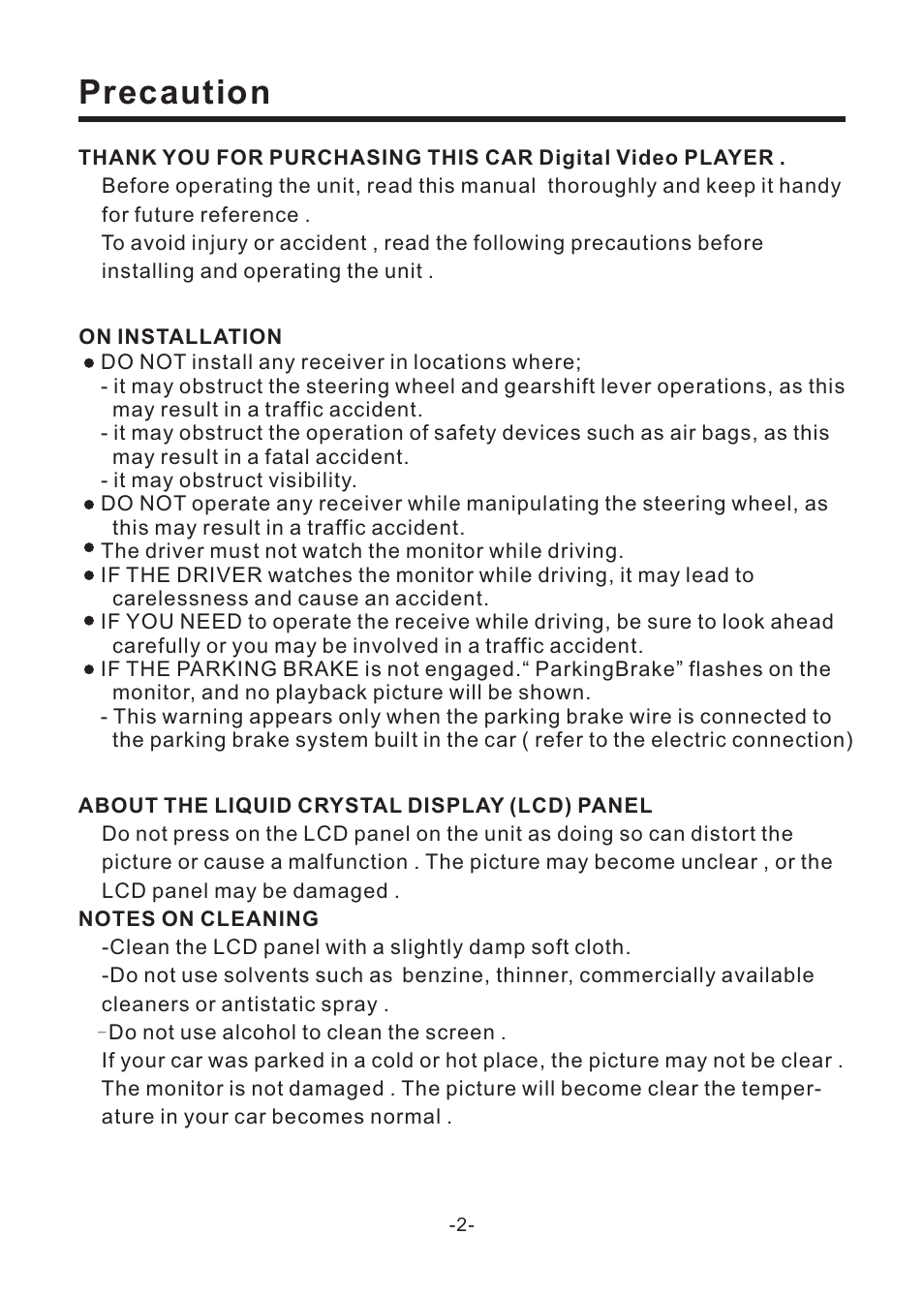 Precaution | EXONIC EXD 6805 User Manual | Page 3 / 38