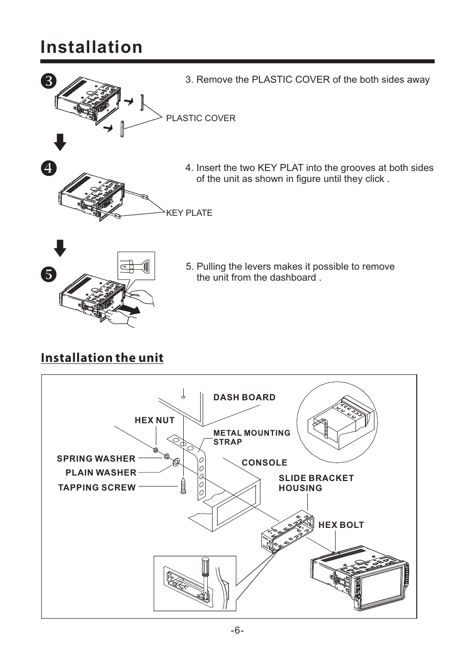 Installation, Installation the unit | EXONIC EXD 6805 User Manual | Page 7 / 38