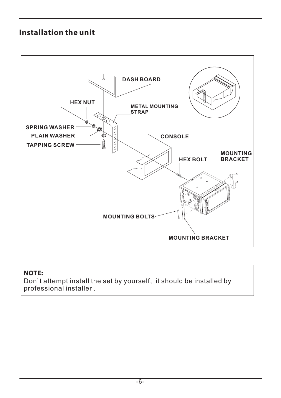 Installation the unit | EXONIC EXD 7085 User Manual | Page 6 / 38
