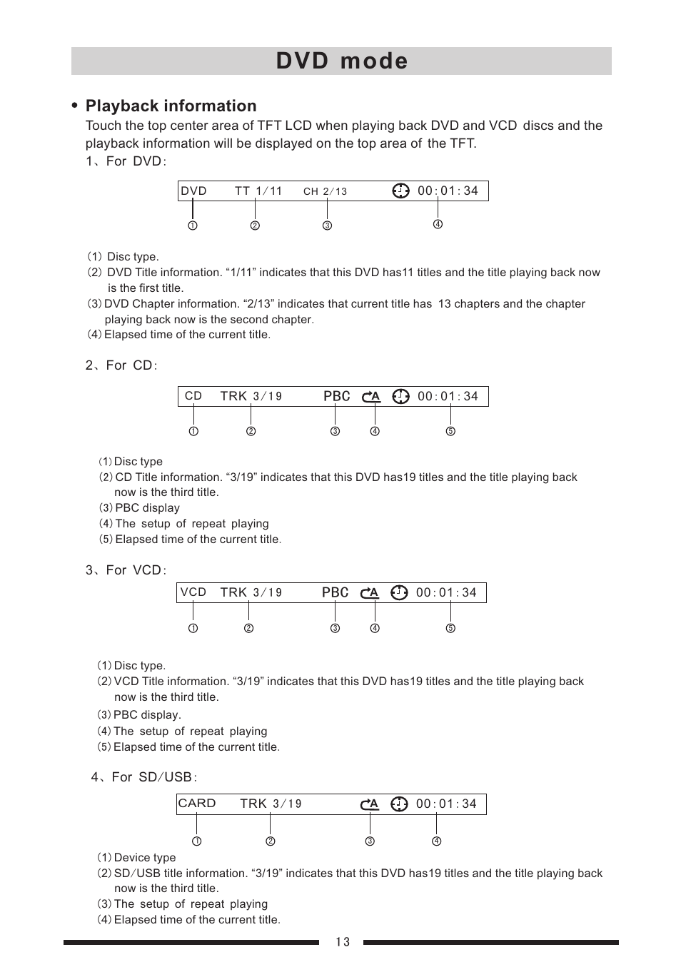 Dvd mode, Playback information | EXONIC EXD 7088 User Manual | Page 17 / 38