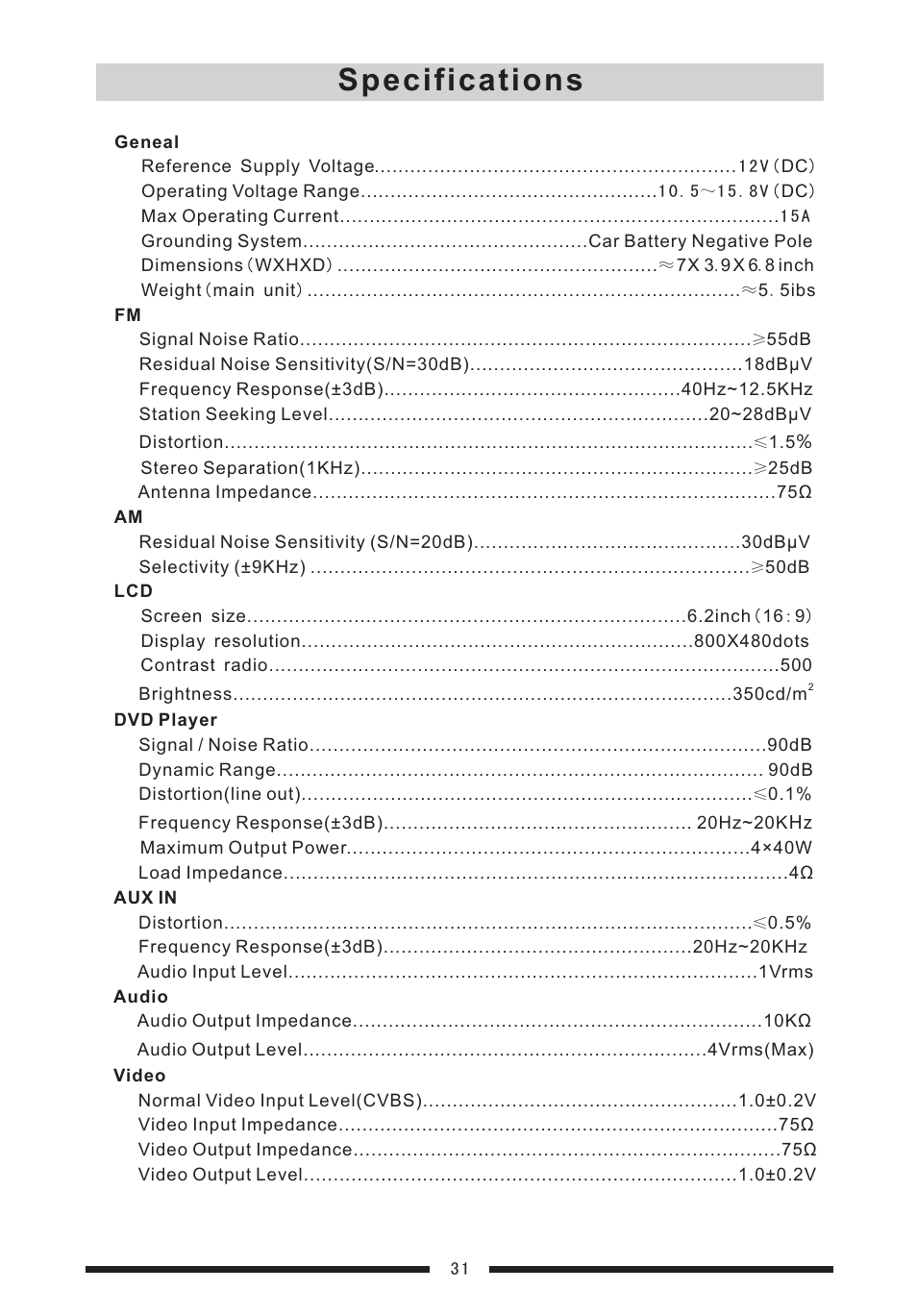 Specifications | EXONIC EXD 7088 User Manual | Page 35 / 38