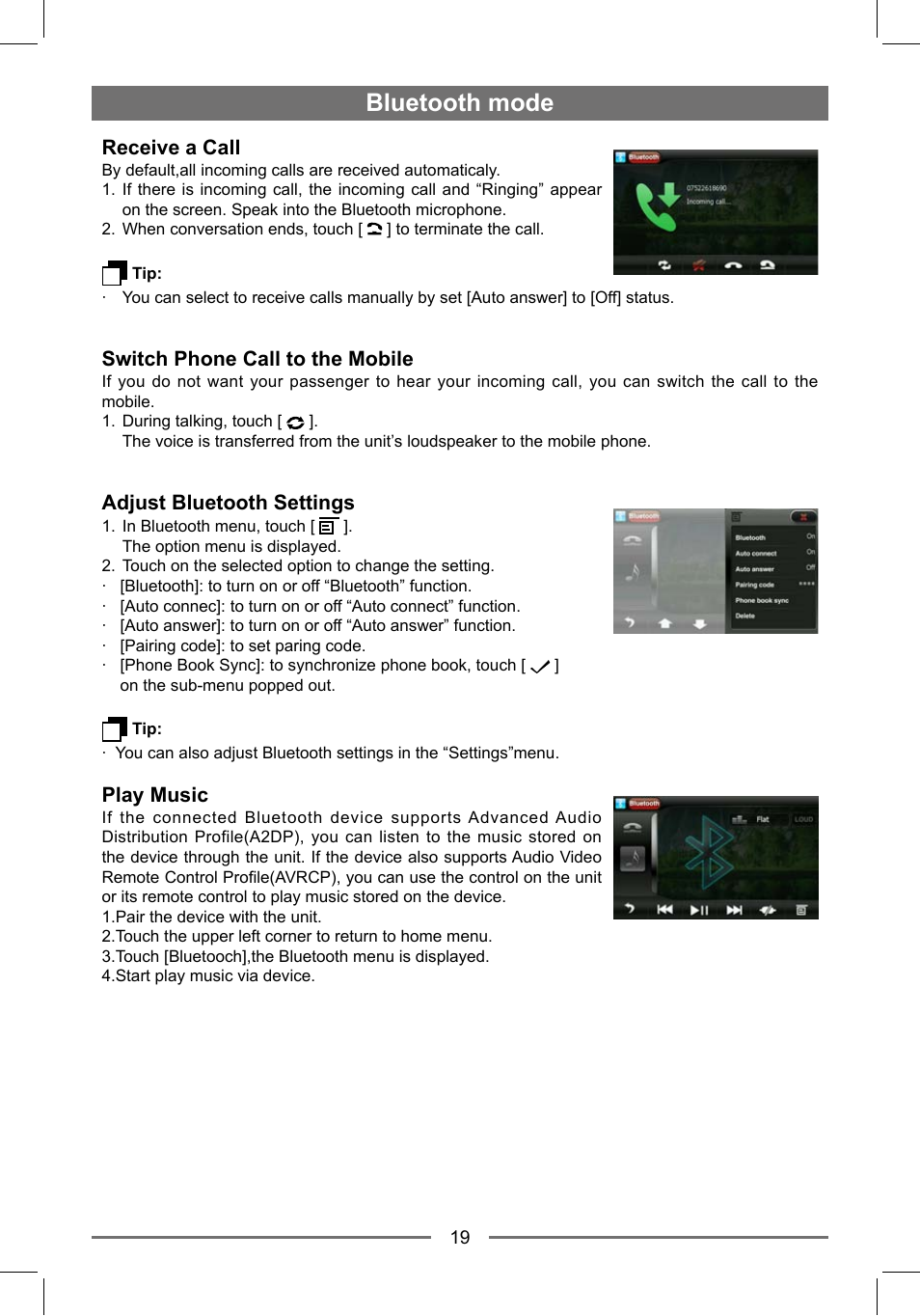 Bluetooth mode | EXONIC EXD 7088GPS1 User Manual | Page 18 / 32