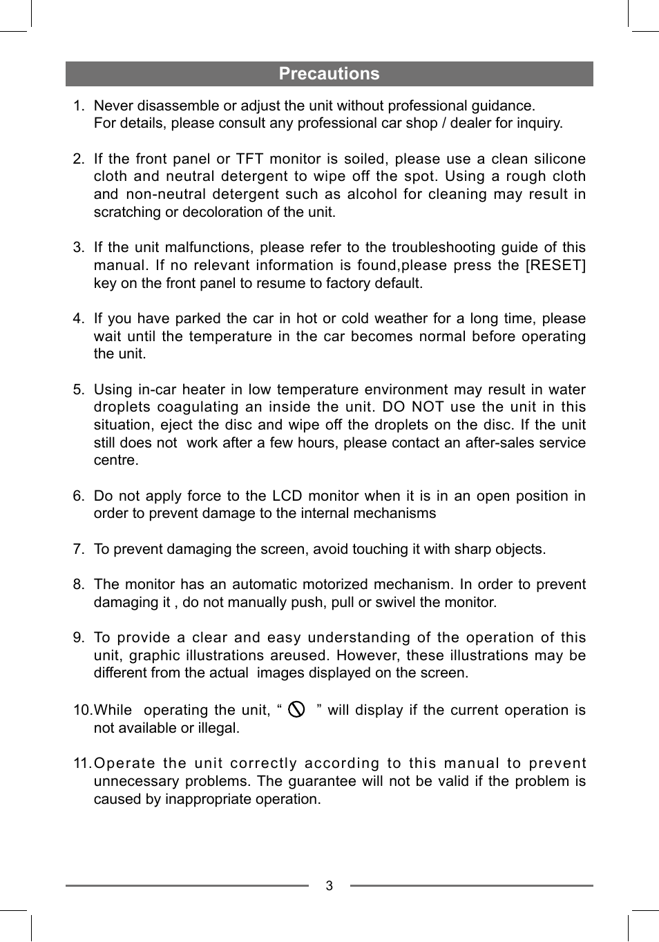 Precautions | EXONIC EXD 7088GPS1 User Manual | Page 2 / 32