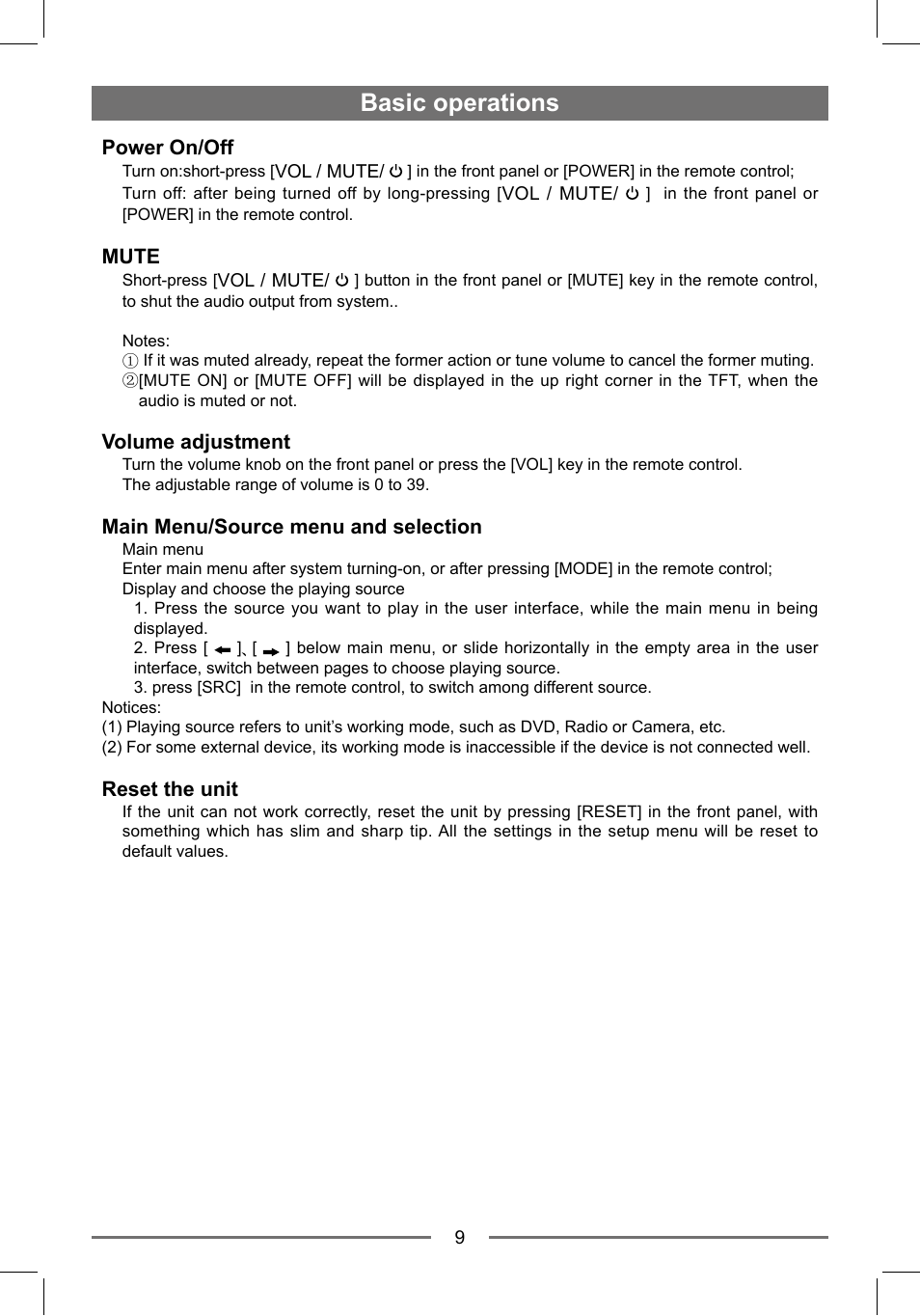 Basic operations | EXONIC EXD 7088GPS1 User Manual | Page 8 / 32