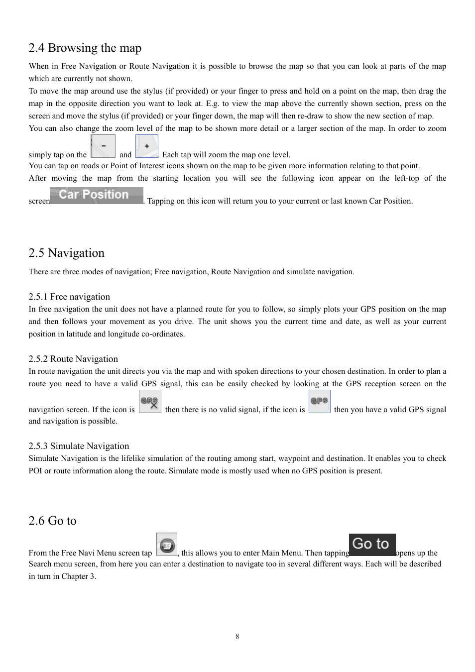 4 browsing the map, 5 navigation, 6 go to | EXONIC EXD 7088GPS2 User Manual | Page 12 / 48