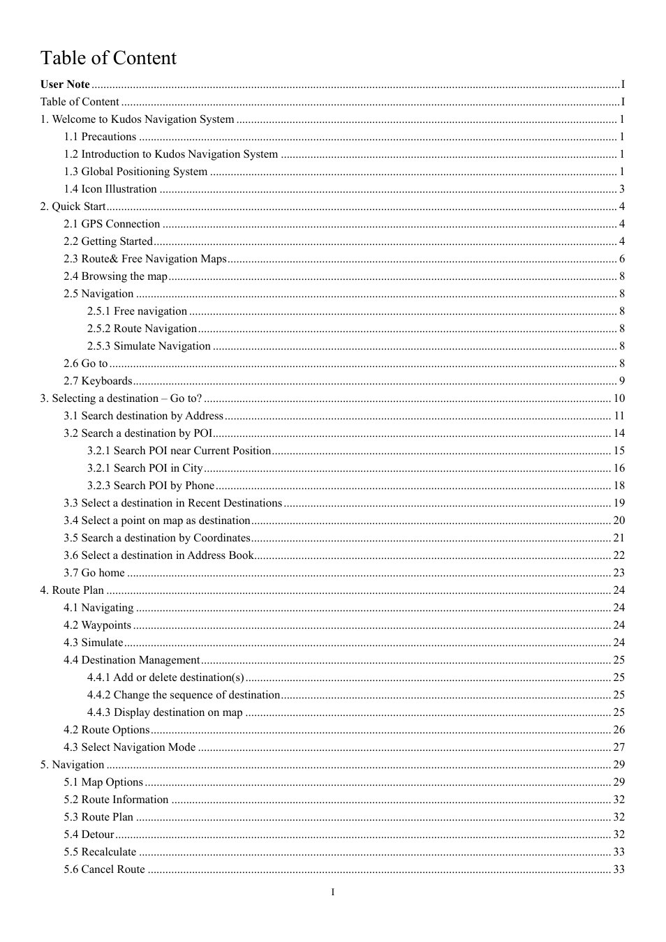 Table of content | EXONIC EXD 7088GPS2 User Manual | Page 3 / 48