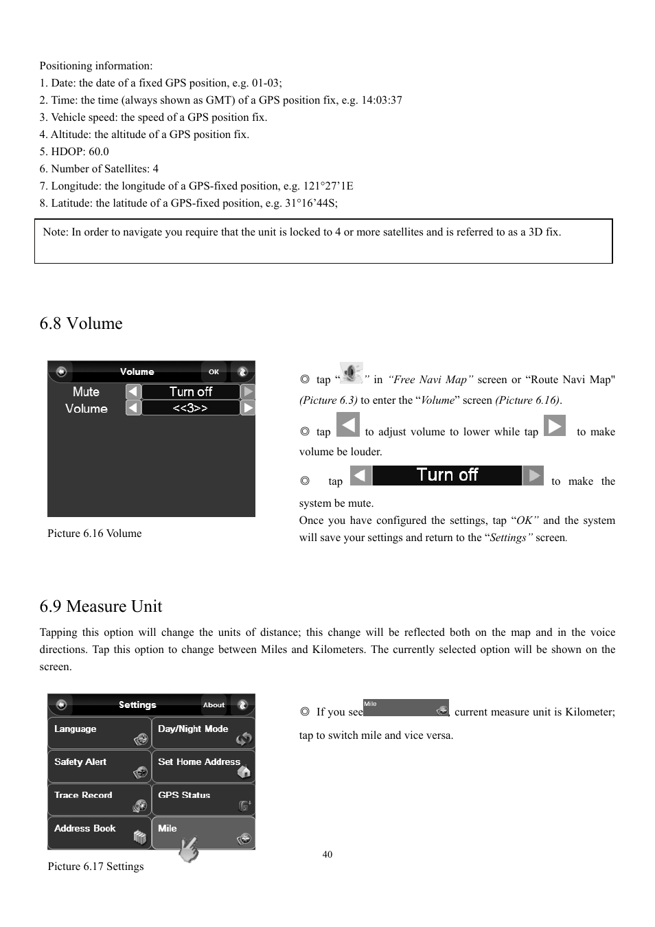 8 volume, 9 measure unit | EXONIC EXD 7088GPS2 User Manual | Page 44 / 48